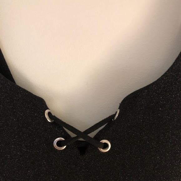 Zara Black shimmery lace up mini dress - Picture 10 of 11